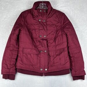 Women's "MOSSIMO" Red Puffer Coat Jacket‎ With Pockets/ Snaps/ Zipper Size L